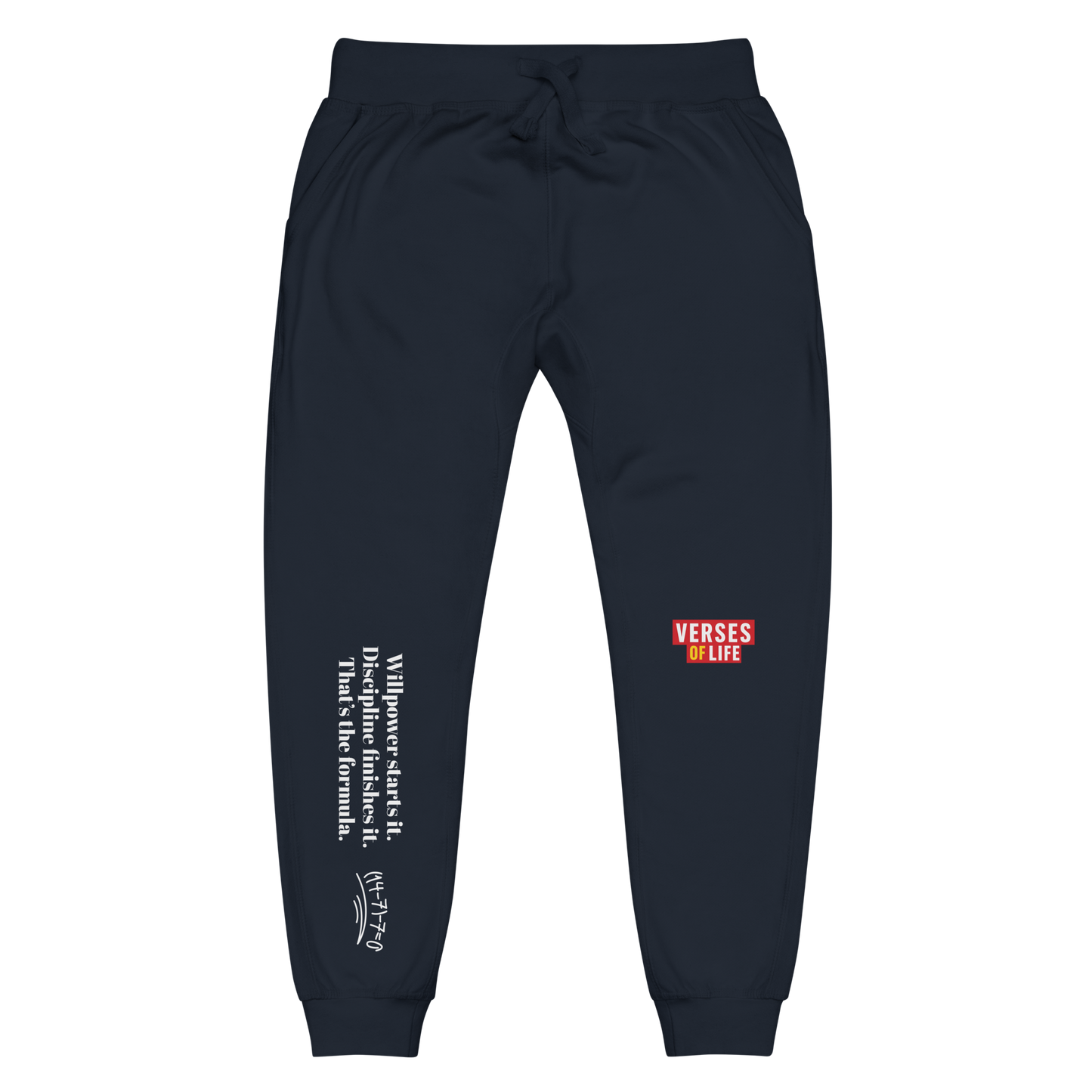 Verses of Life Fleece Sweatpants – “Willpower Starts It. Discipline Finishes It.” Dark Edition image 18