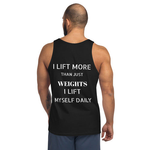 Camiseta sin mangas unisex clásica Verses of Life – “Me levanto a mí mismo a diario” (Edición color oscuro)