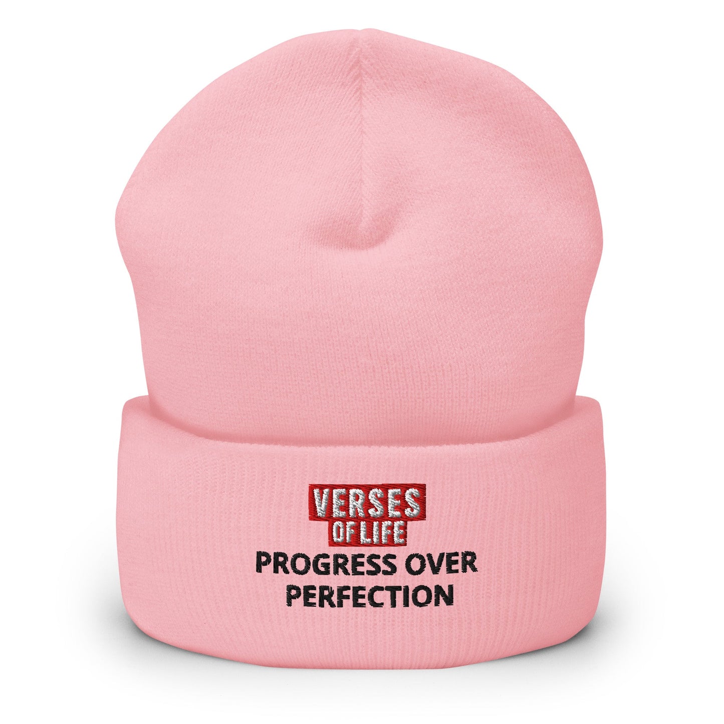 Verses of Life Cuffed Beanie – “Progress Over Perfection” (Light Color Edition) image 7
