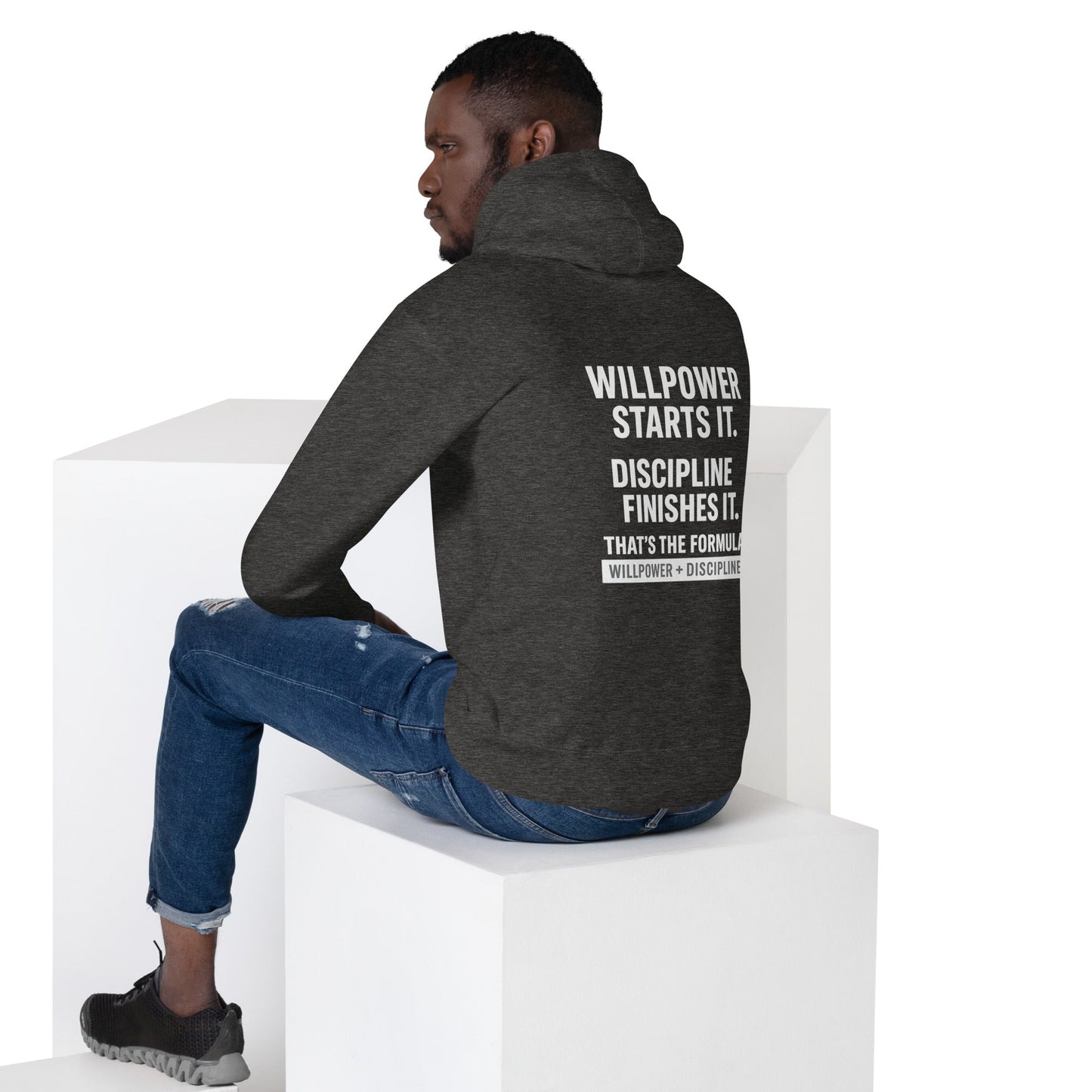 Unisex Hoodie Men’s athletic apparel    "Willpower starts it. Discipline finishes it. That’s the formula." DARK image 9