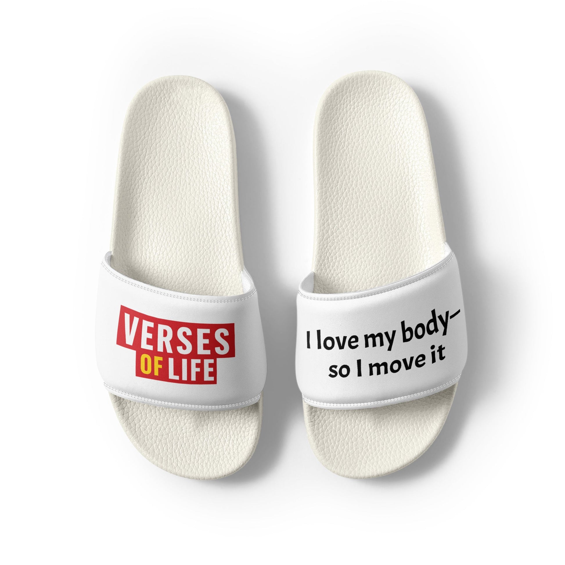 Verses of Life Men's Slides – “I love my body—so I move it” image 0