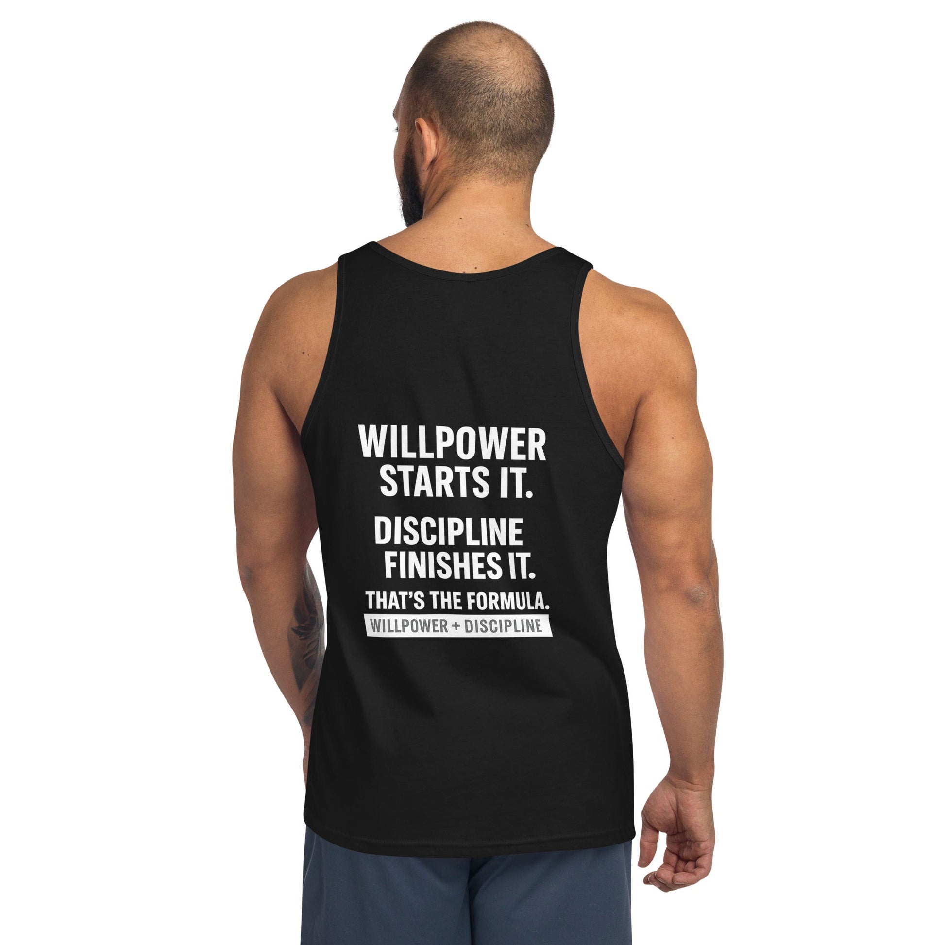 Verses of Life Classic Unisex Tank – “Willpower Starts It. Discipline Finishes It. That’s the Formula.” (Dark Color Edition) image 0