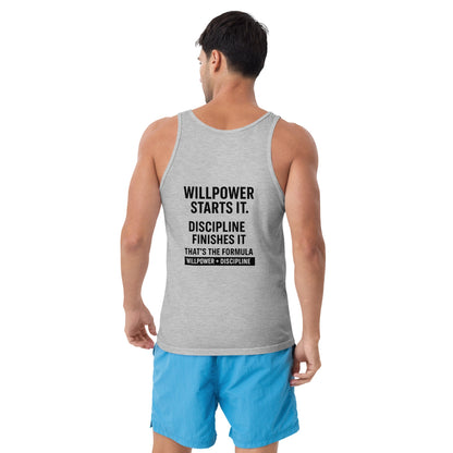 Verses of Life Classic Unisex Tank – “Willpower Starts It. Discipline Finishes It. That’s the Formula.” (Light Color Edition) - L, Athletic Heather image