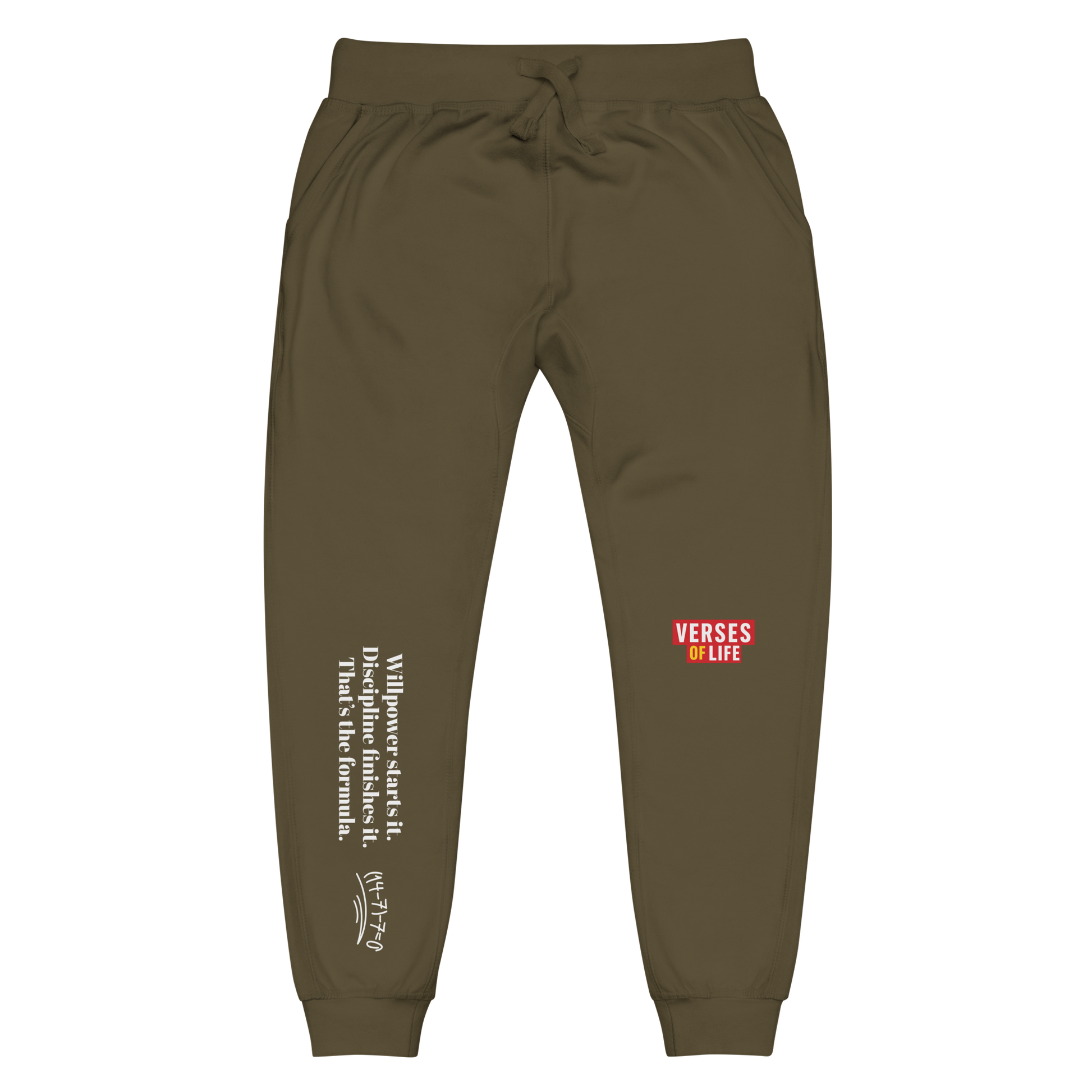 Verses of Life Fleece Sweatpants – “Willpower Starts It. Discipline Finishes It.” Dark Edition image 15