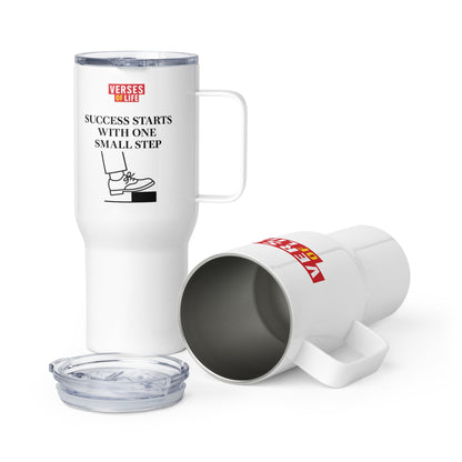 Verses of Life Travel Mug – “Success Starts with One Small Step” image 0