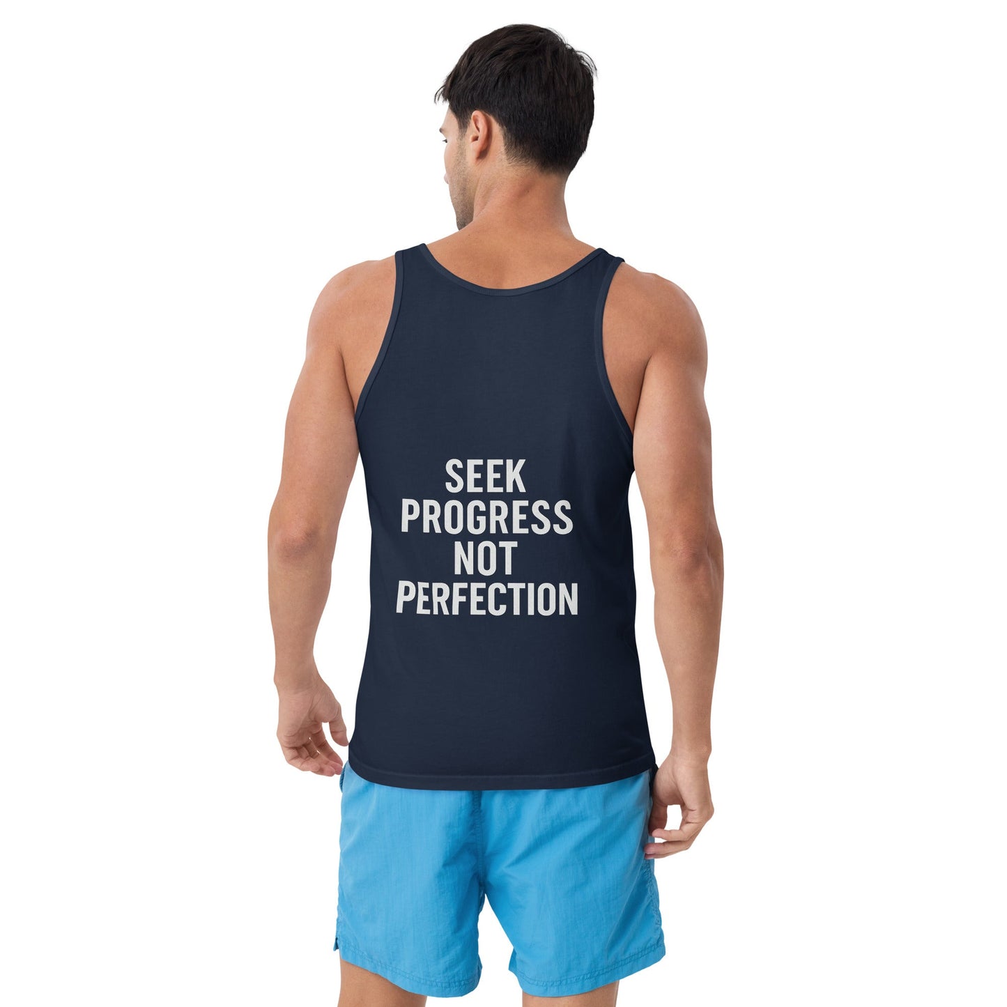 Verses of Life Classic Tank – “Seek Progress Not Perfection” (Dark Color Edition) - S, Navy image