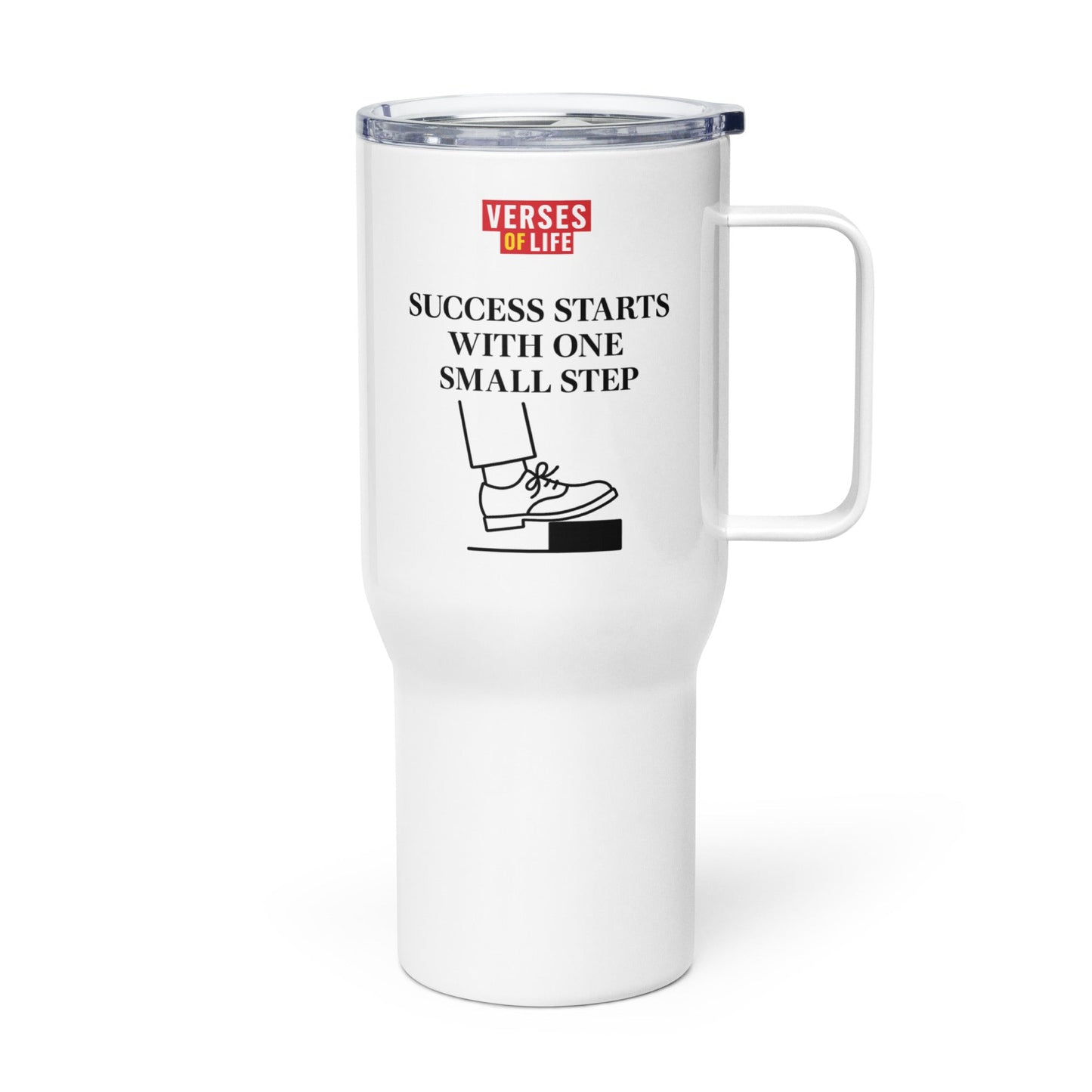 Verses of Life Travel Mug – “Success Starts with One Small Step” image 1