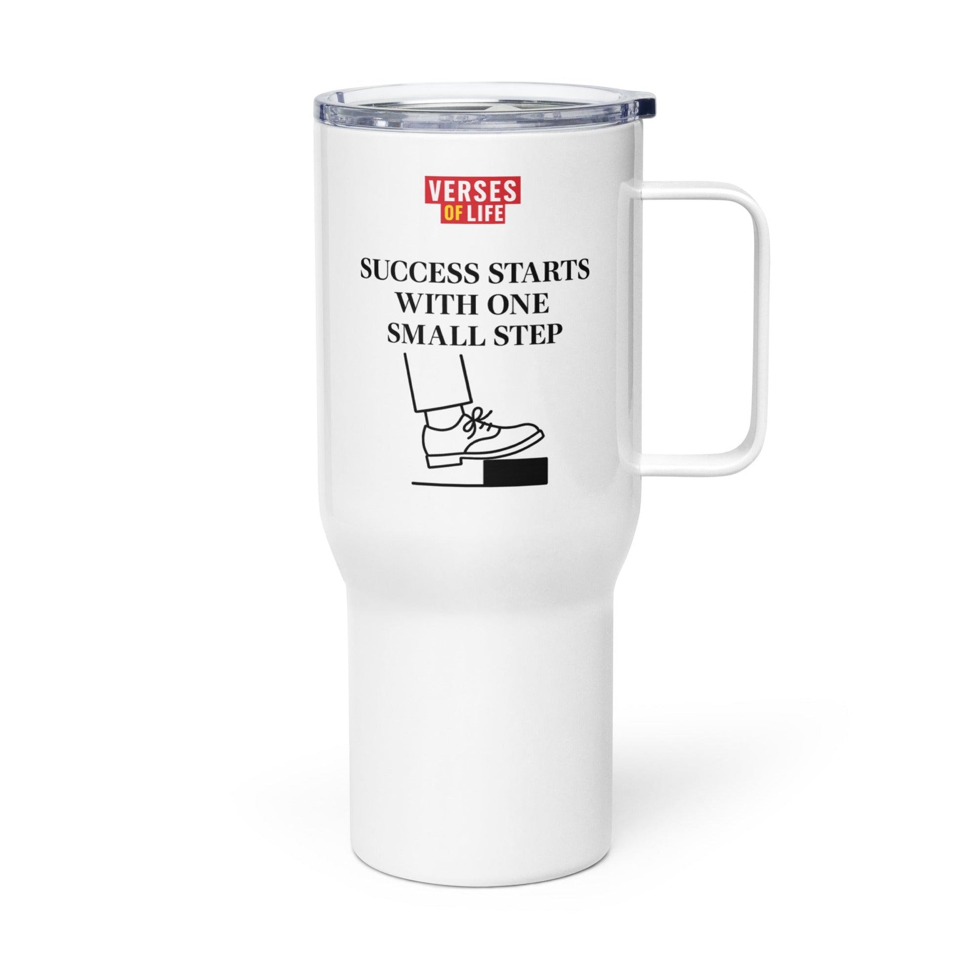 Verses of Life Travel Mug – “Success Starts with One Small Step” image 1