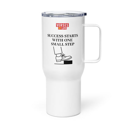 Verses of Life Travel Mug – “Success Starts with One Small Step” image 1