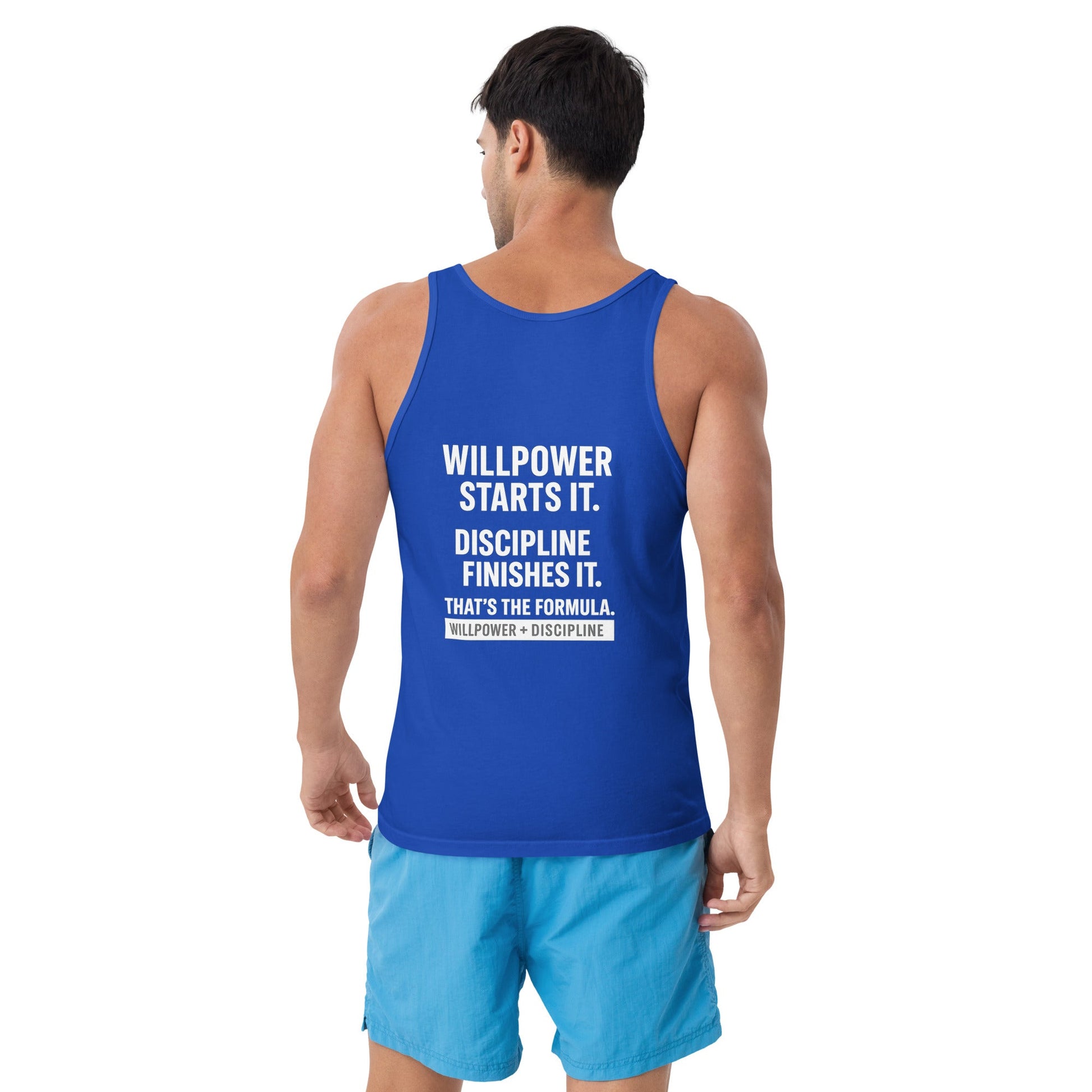 Verses of Life Classic Unisex Tank – “Willpower Starts It. Discipline Finishes It. That’s the Formula.” (Dark Color Edition) - M, True Royal image