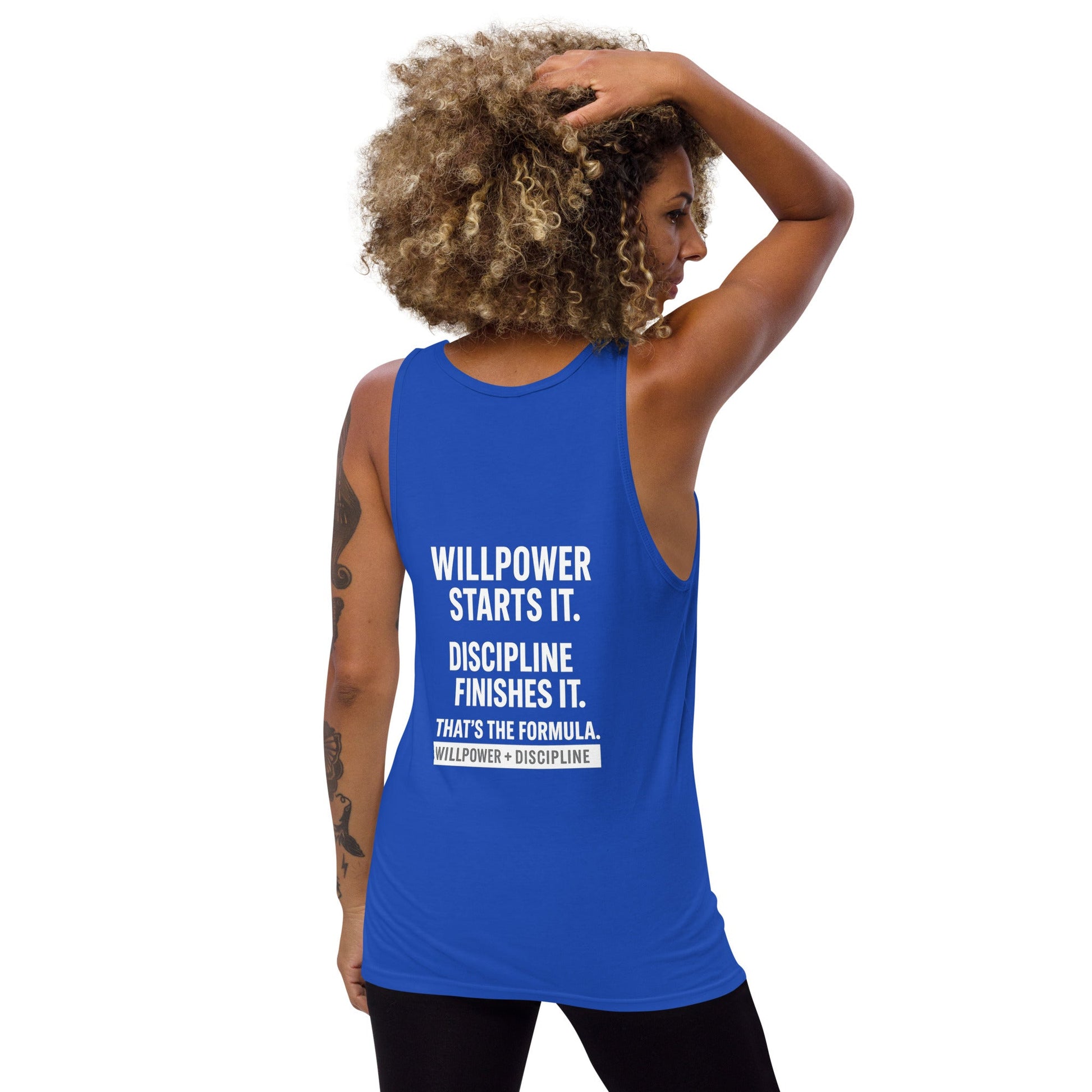 Verses of Life Classic Unisex Tank – “Willpower Starts It. Discipline Finishes It. That’s the Formula.” (Dark Color Edition) image 6