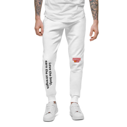 Verses of Life Fleece Sweatpants – “Love the Body, Earn the Strength” (Light Color Edition) image 0