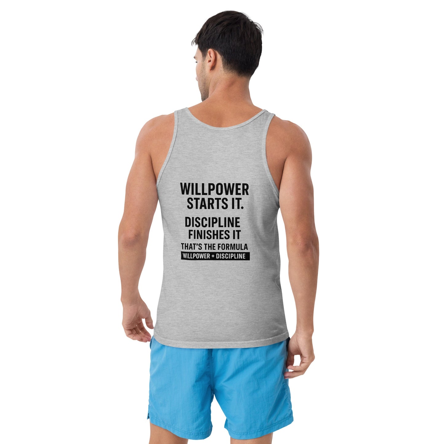 Verses of Life Classic Unisex Tank – “Willpower Starts It. Discipline Finishes It. That’s the Formula.” (Light Color Edition) - M, Athletic Heather image