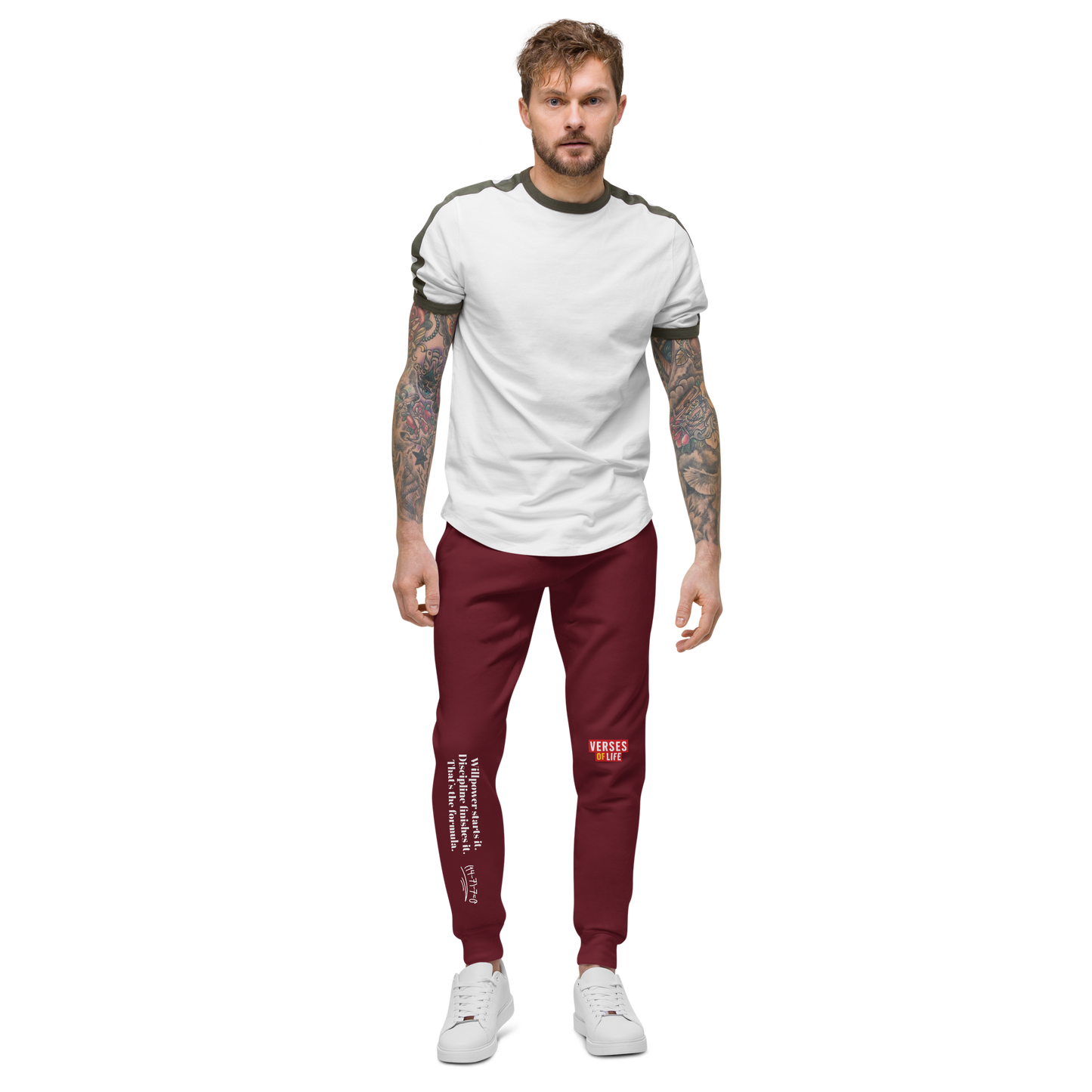Verses of Life Fleece Sweatpants – “Willpower Starts It. Discipline Finishes It.” Dark Edition image 10