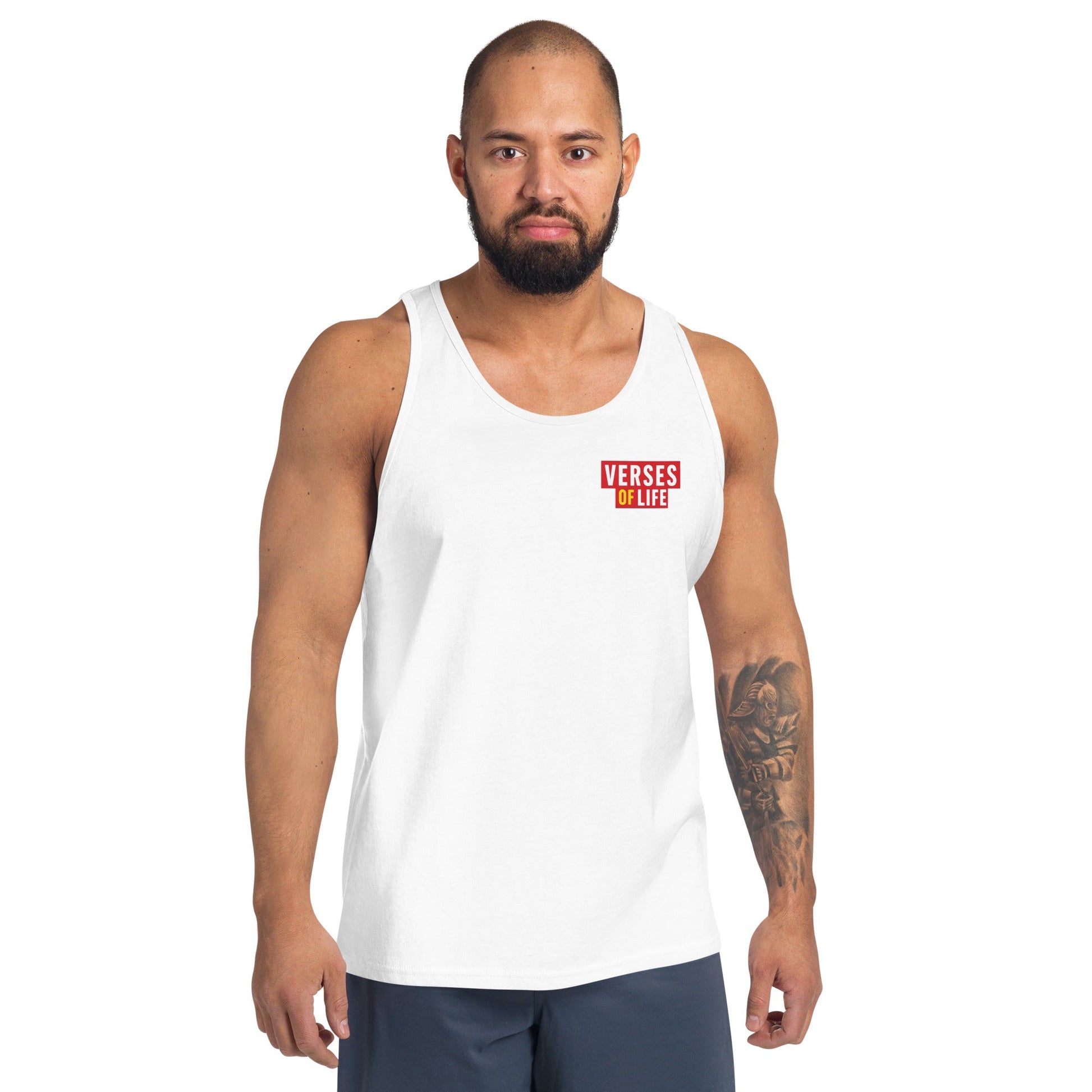 Verses of Life Classic Unisex Tank – “Love the Body, Earn the Strength” (Light Color Edition) image 4