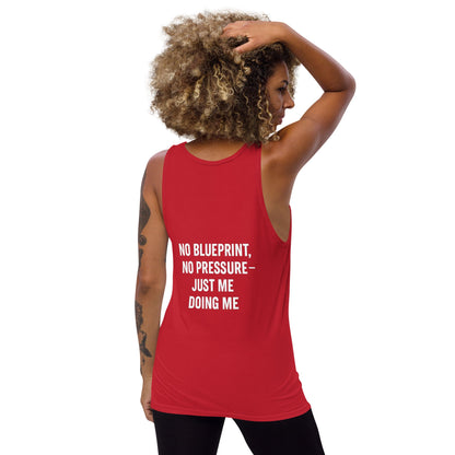 Verses of Life Classic Unisex Tank – “No Blueprint. No Pressure. Just Me Doing Me.” (Dark Color Edition) - M, Red image