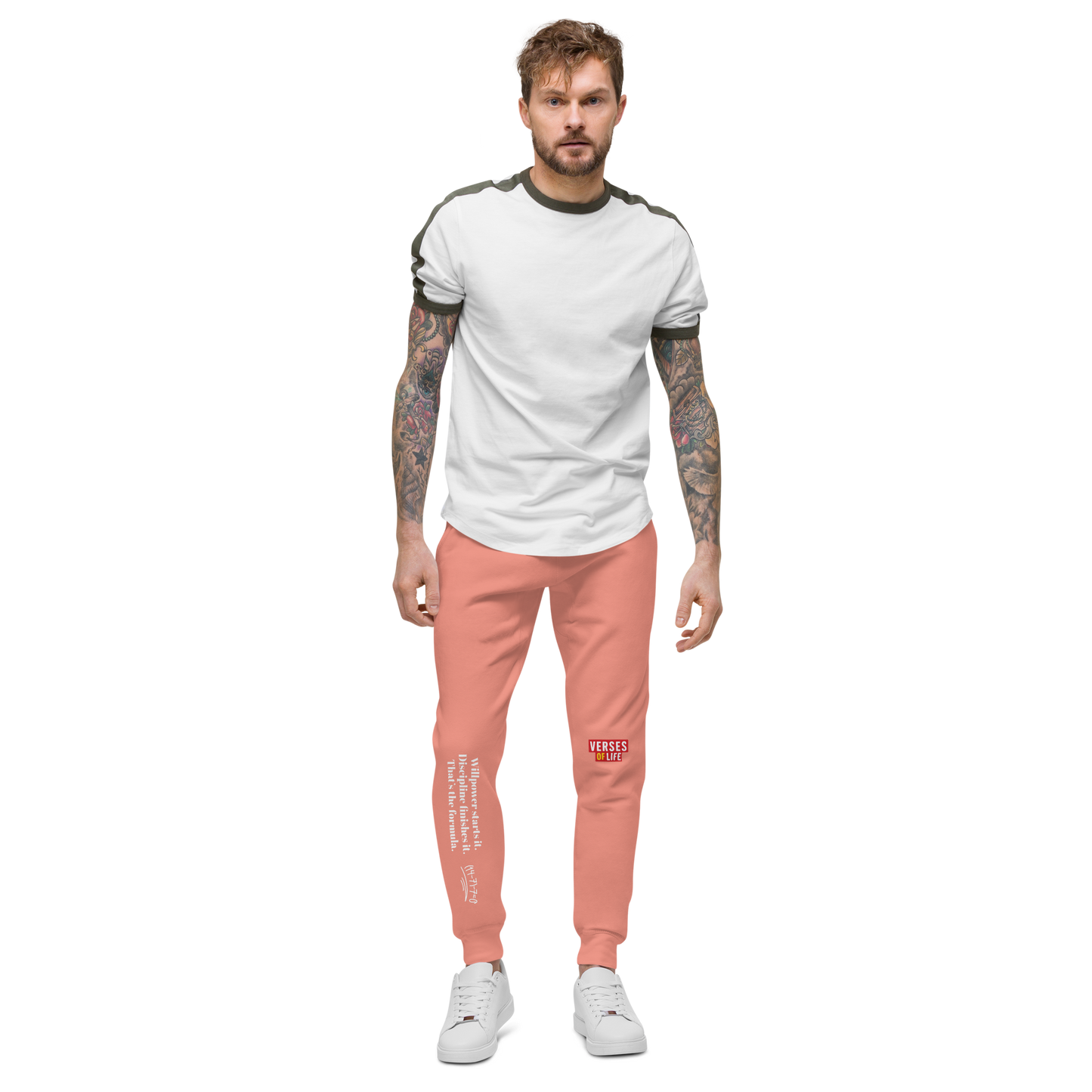 Verses of Life Fleece Sweatpants – “Willpower Starts It. Discipline Finishes It.” Dark Edition image 7