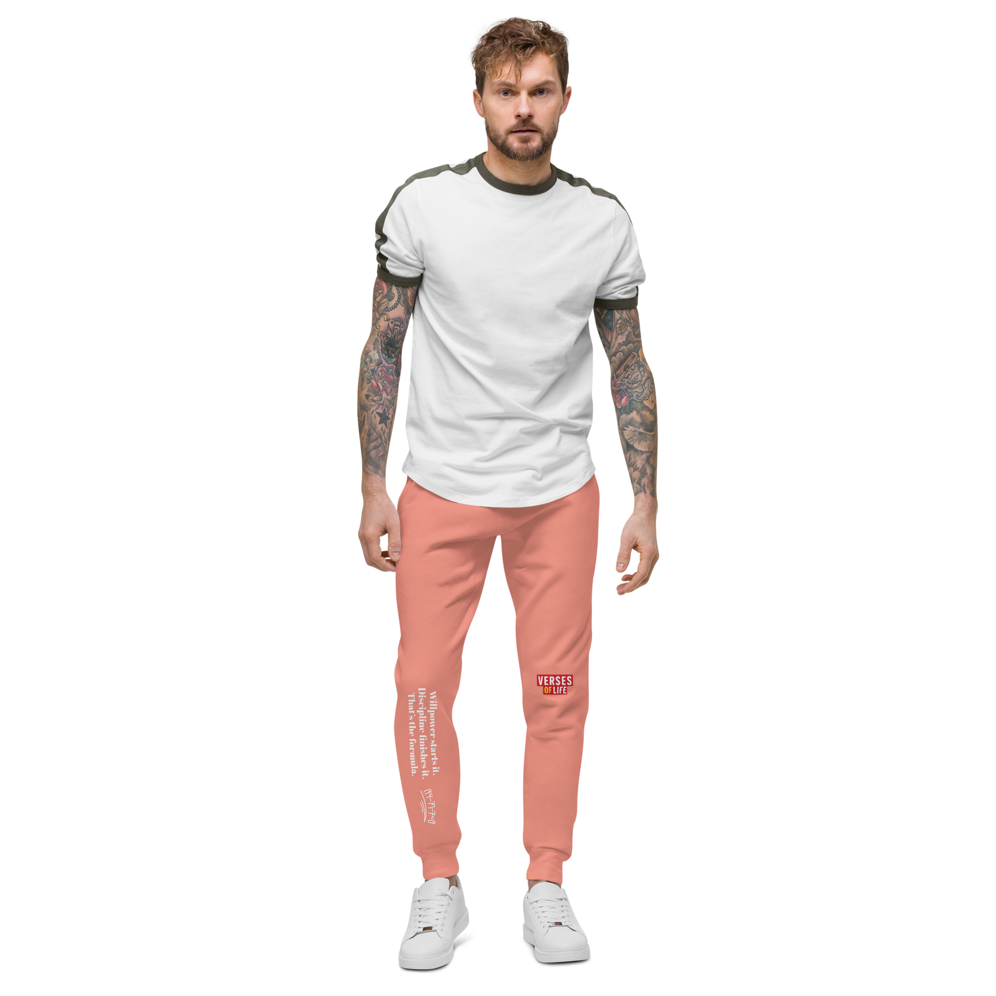 Verses of Life Fleece Sweatpants – “Willpower Starts It. Discipline Finishes It.” Dark Edition image 7