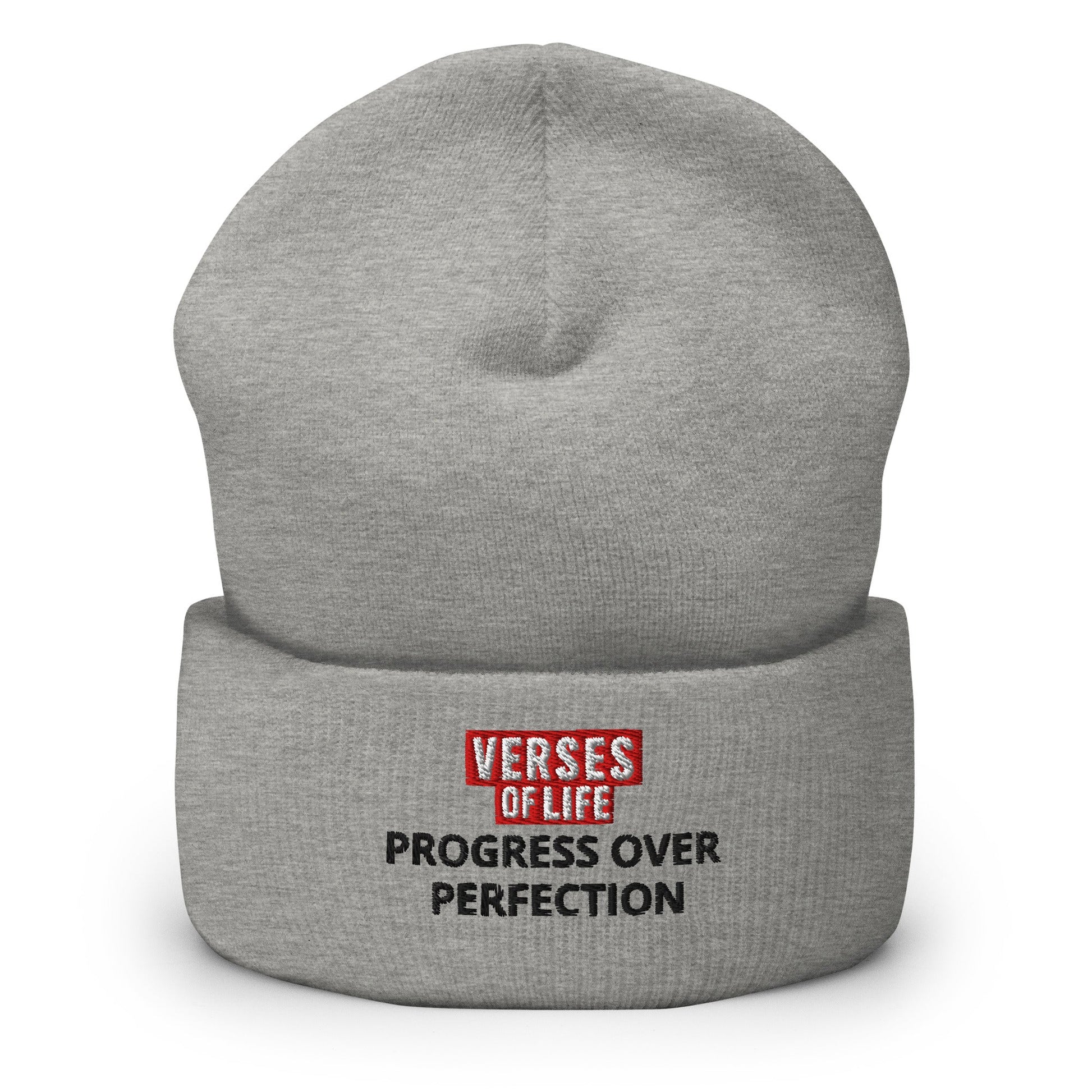 Verses of Life Cuffed Beanie – “Progress Over Perfection” (Light Color Edition) image 5