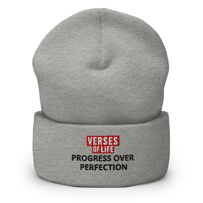 Verses of Life Cuffed Beanie – “Progress Over Perfection” (Light Color Edition) image 5