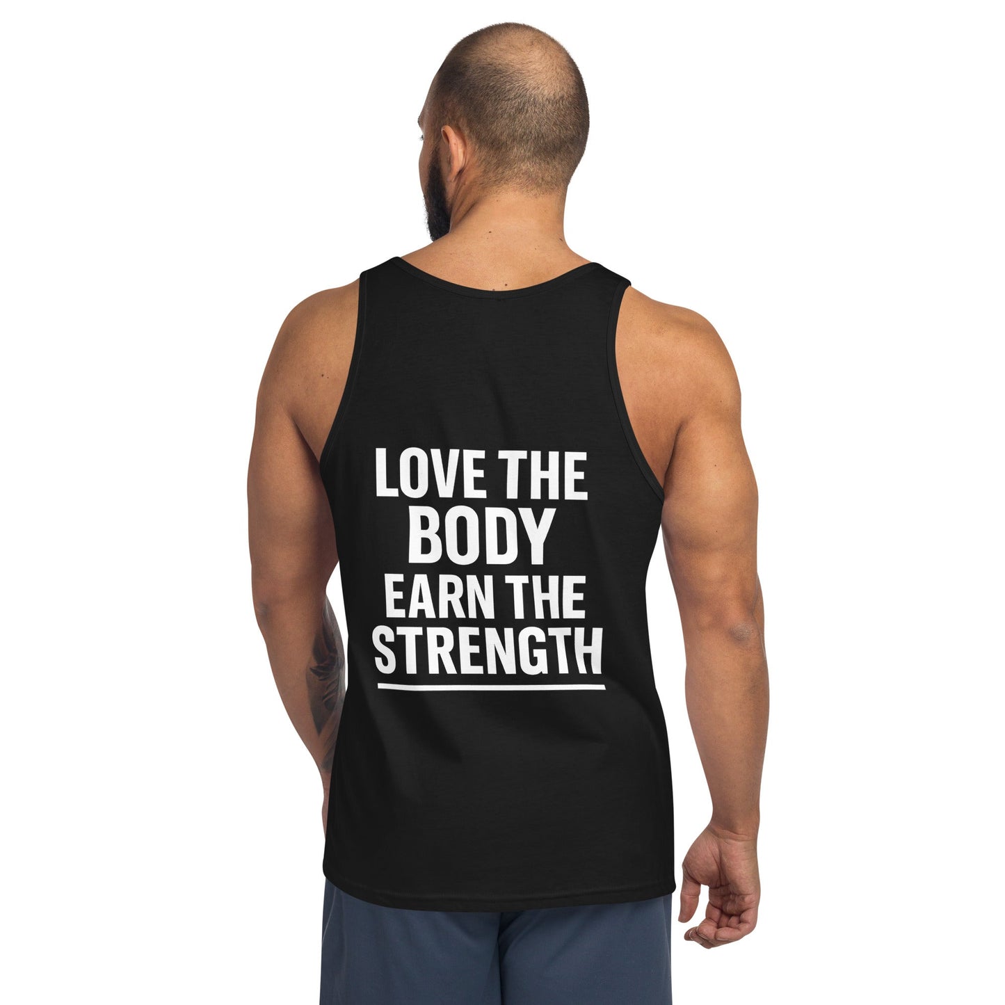 Verses of Life Classic Tank – “Love the Body, Earn the Strength” (Dark Color Edition) image 1