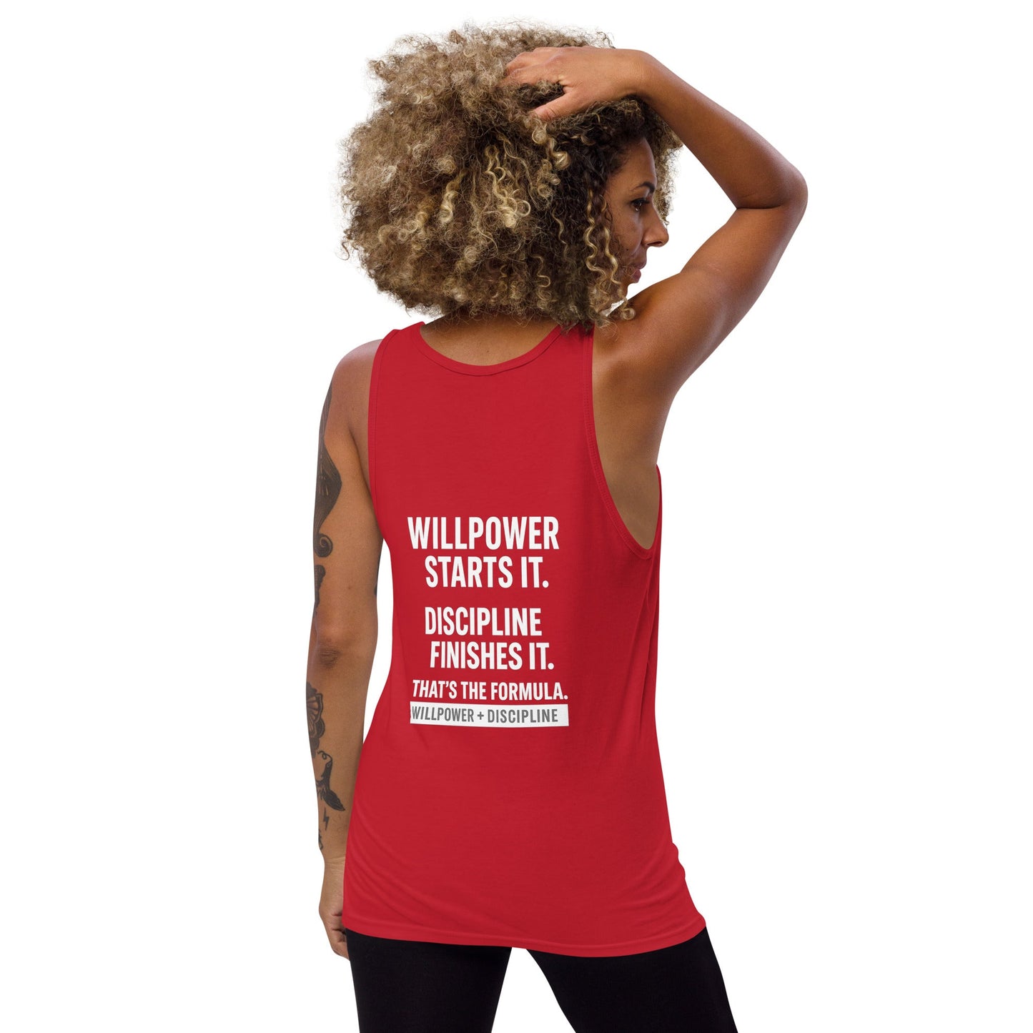 Verses of Life Classic Unisex Tank – “Willpower Starts It. Discipline Finishes It. That’s the Formula.” (Dark Color Edition) - 2XL, Red image