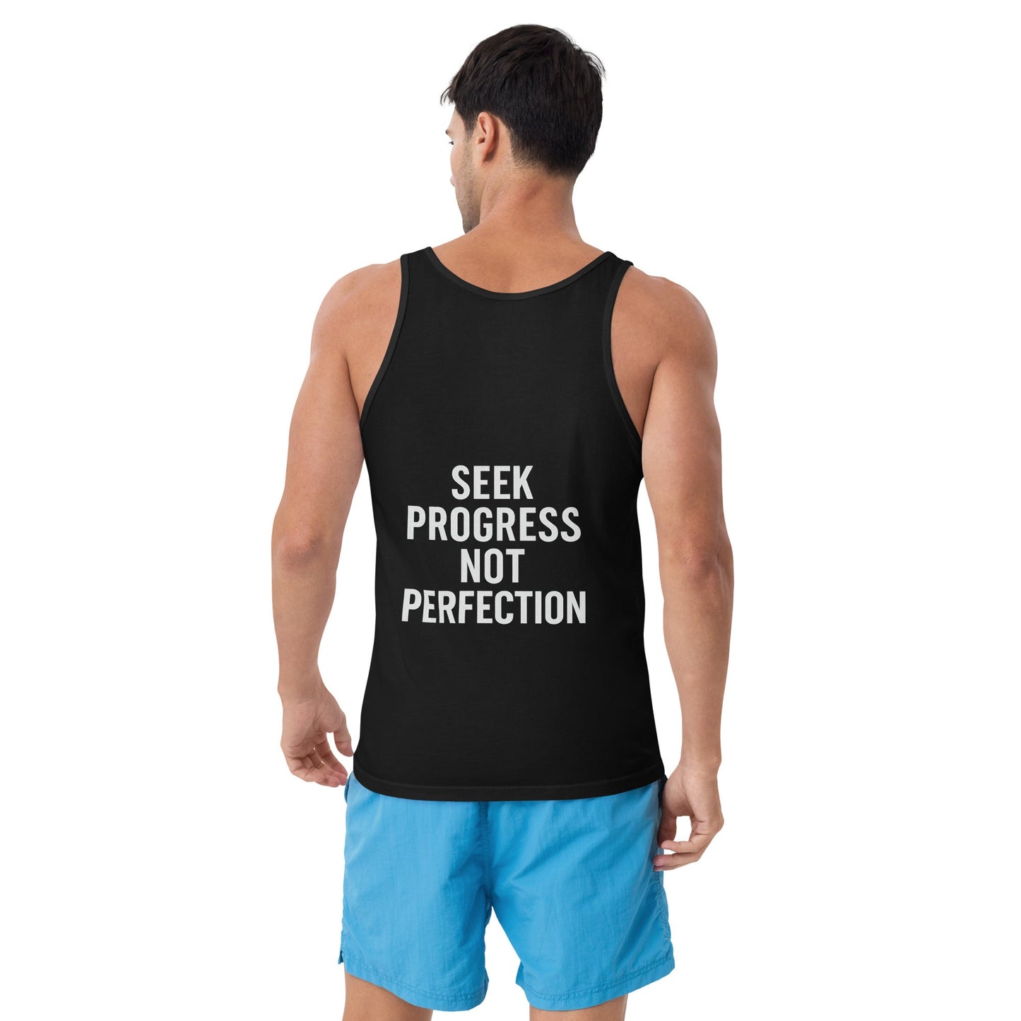 Verses of Life Classic Tank – “Seek Progress Not Perfection” (Dark Color Edition) - XL, Black image