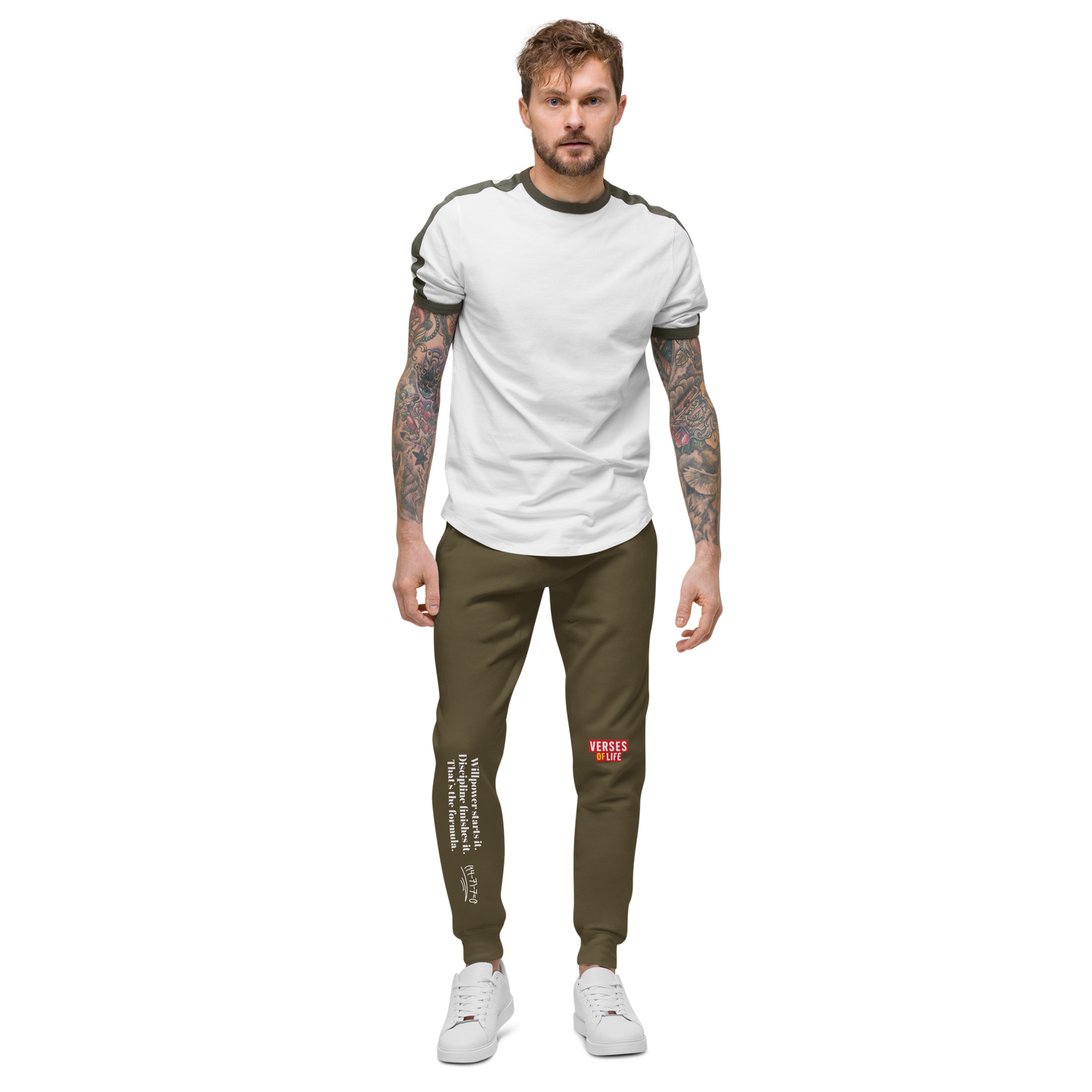 Verses of Life Fleece Sweatpants – “Willpower Starts It. Discipline Finishes It.” Dark Edition image 13