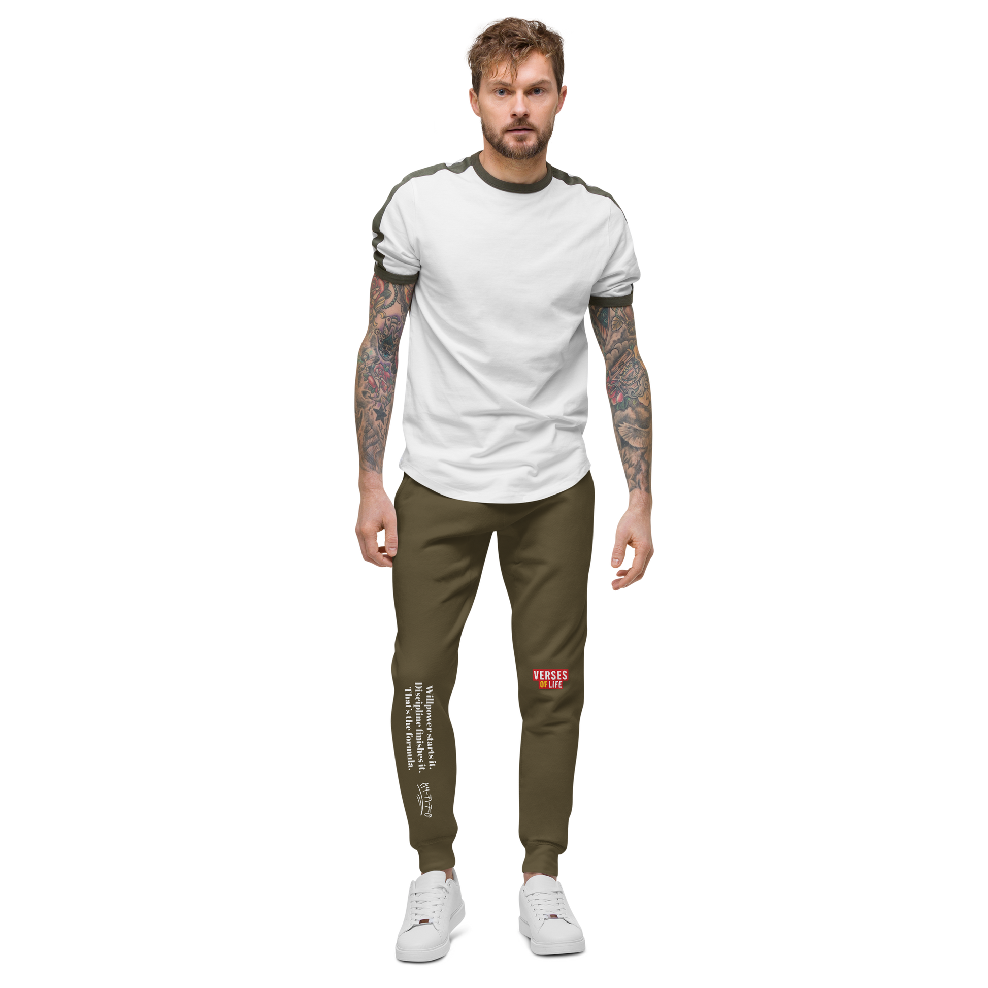 Verses of Life Fleece Sweatpants – “Willpower Starts It. Discipline Finishes It.” Dark Edition image 13