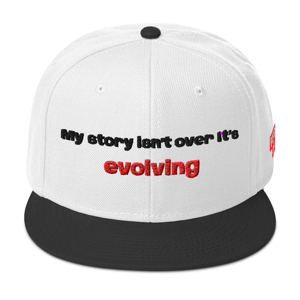 My Story Isn’t Over – It’s Evolving – Verses of Life Snapback - Black / White / White image