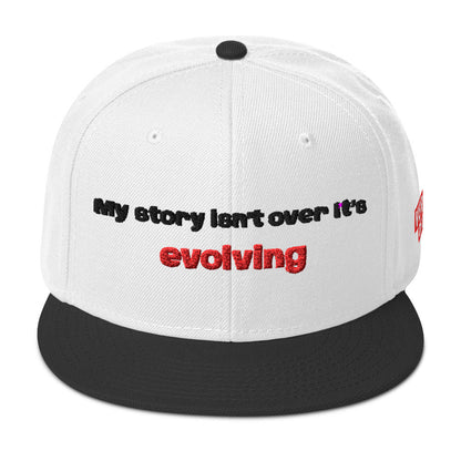 My Story Isn’t Over – It’s Evolving – Verses of Life Snapback - Black / White / White image