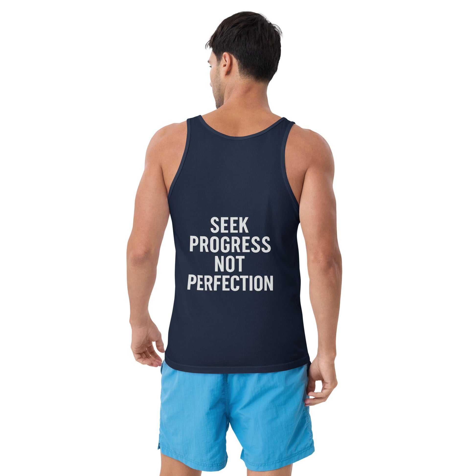 Verses of Life Classic Tank – “Seek Progress Not Perfection” (Dark Color Edition) - XS, Navy image