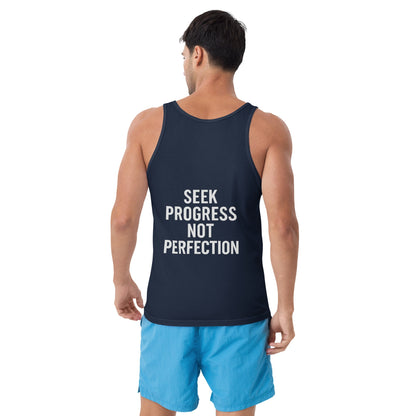 Verses of Life Classic Tank – “Seek Progress Not Perfection” (Dark Color Edition) - XS, Navy image