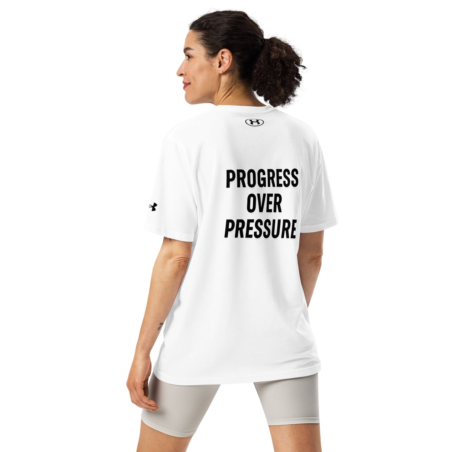 Verses of Life x Under ArmourⓇ Athletic T-Shirt – “Progress over pressure” (Light Color Edition) image 1