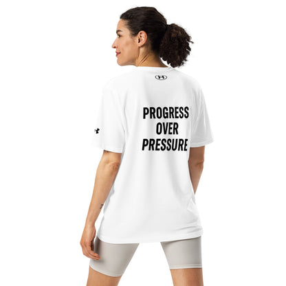 Verses of Life x Under ArmourⓇ Athletic T-Shirt – “Progress over pressure” (Light Color Edition) image 1
