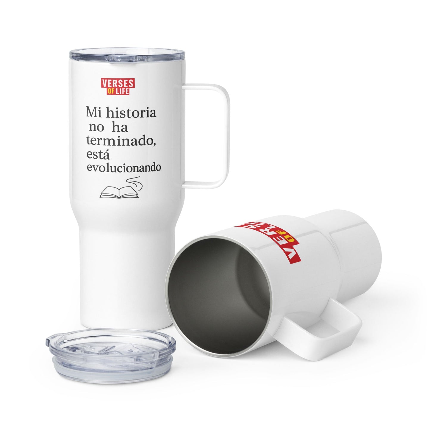 Verses of Life Travel Mug – “Mi historia no ha terminado” image 0
