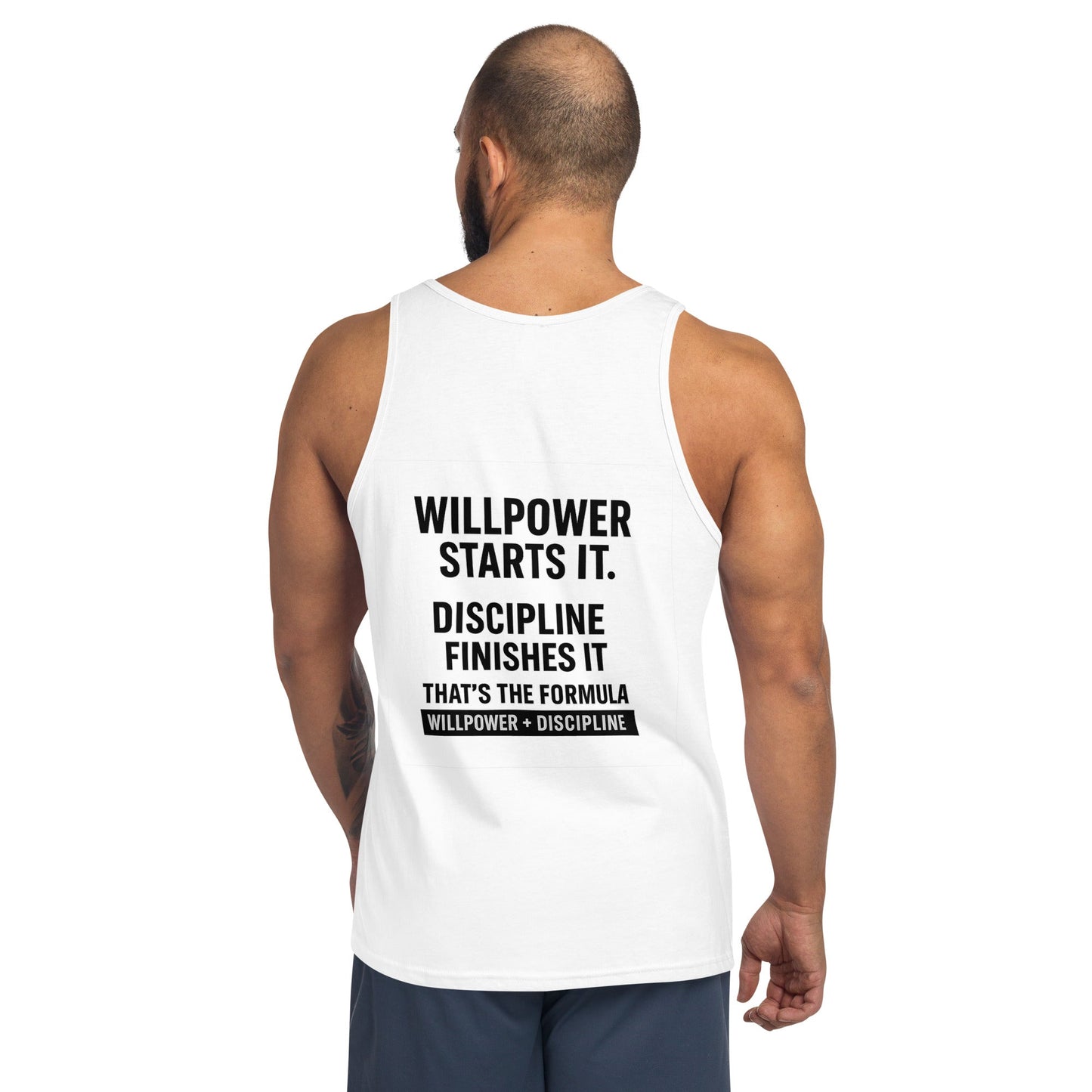 Verses of Life Classic Unisex Tank – “Willpower Starts It. Discipline Finishes It. That’s the Formula.” (Light Color Edition) image 2