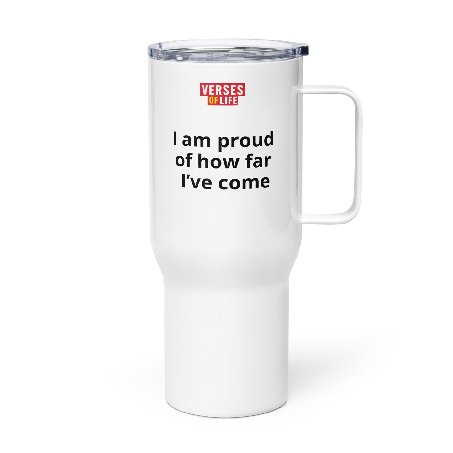 Verses of Life Travel Mug – “I’m Not Behind—I’m Becoming” image 1