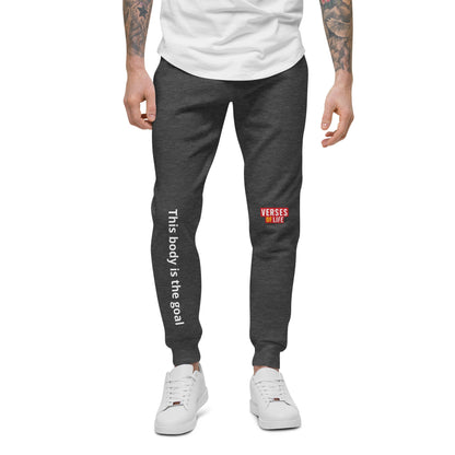 Verses of Life Fleece Sweatpants – “This Body Is the Goal” (Dark Color Edition) image 4