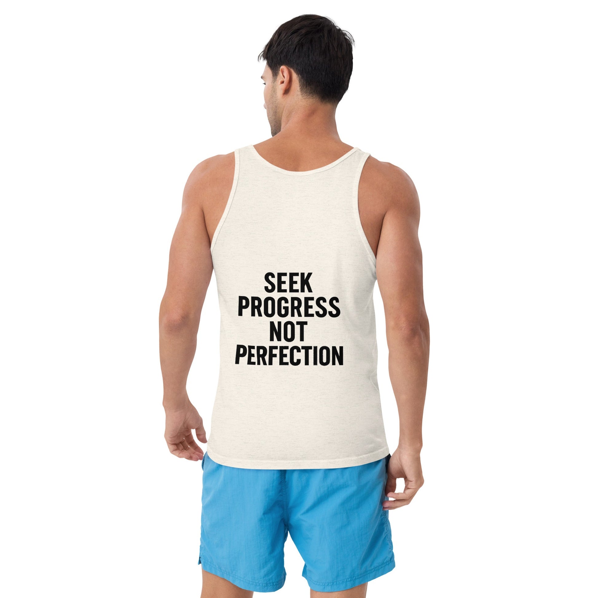 Verses of Life Classic Tank – “Seek Progress Not Perfection” (Light Color Edition) - M, Oatmeal Triblend image