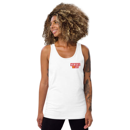 Verses of Life Classic Unisex Tank – “Love the Body, Earn the Strength” (Light Color Edition) image 3