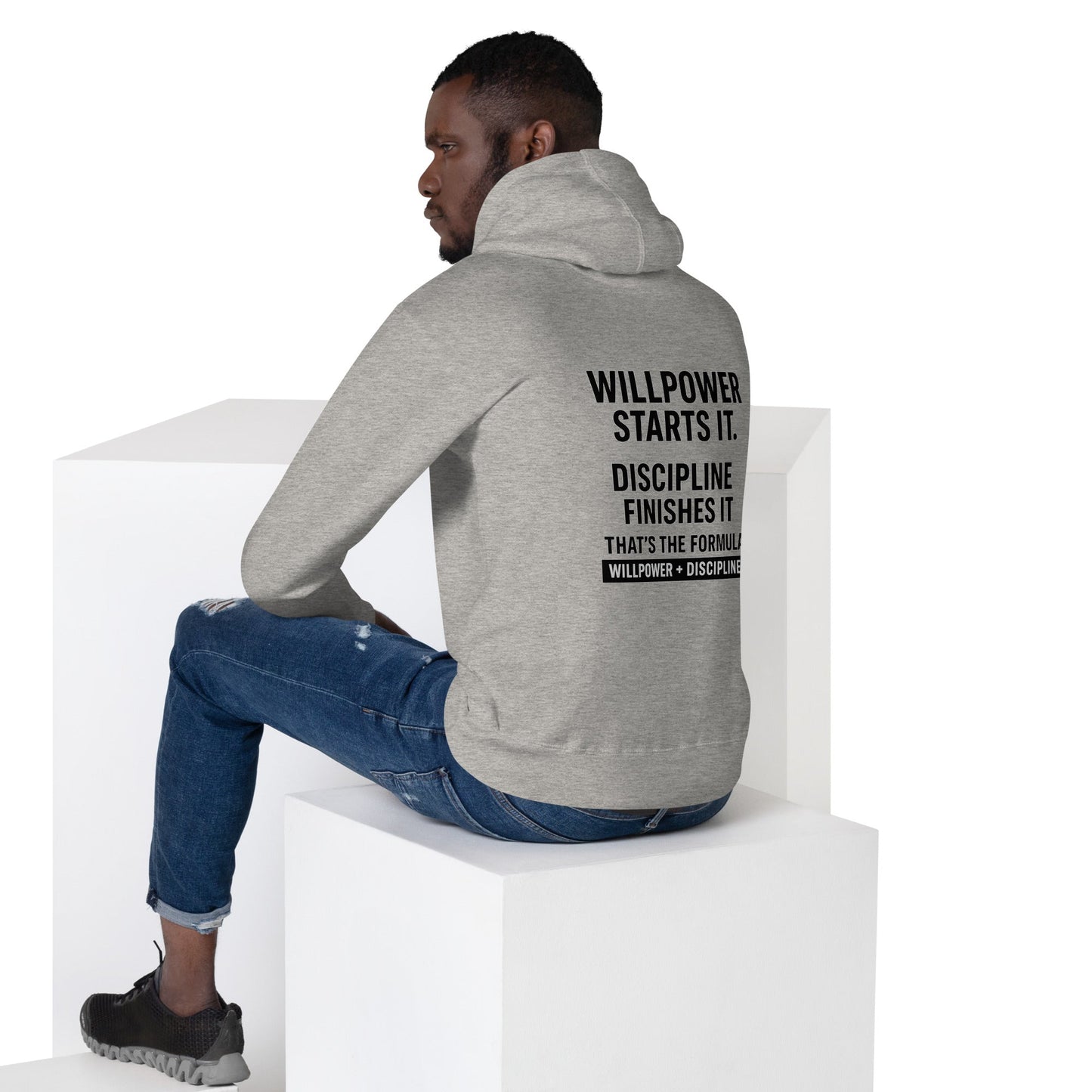Unisex Hoodie "Willpower starts it. Discipline finishes it. That’s the formula." LIGHT - XL, Carbon Grey image