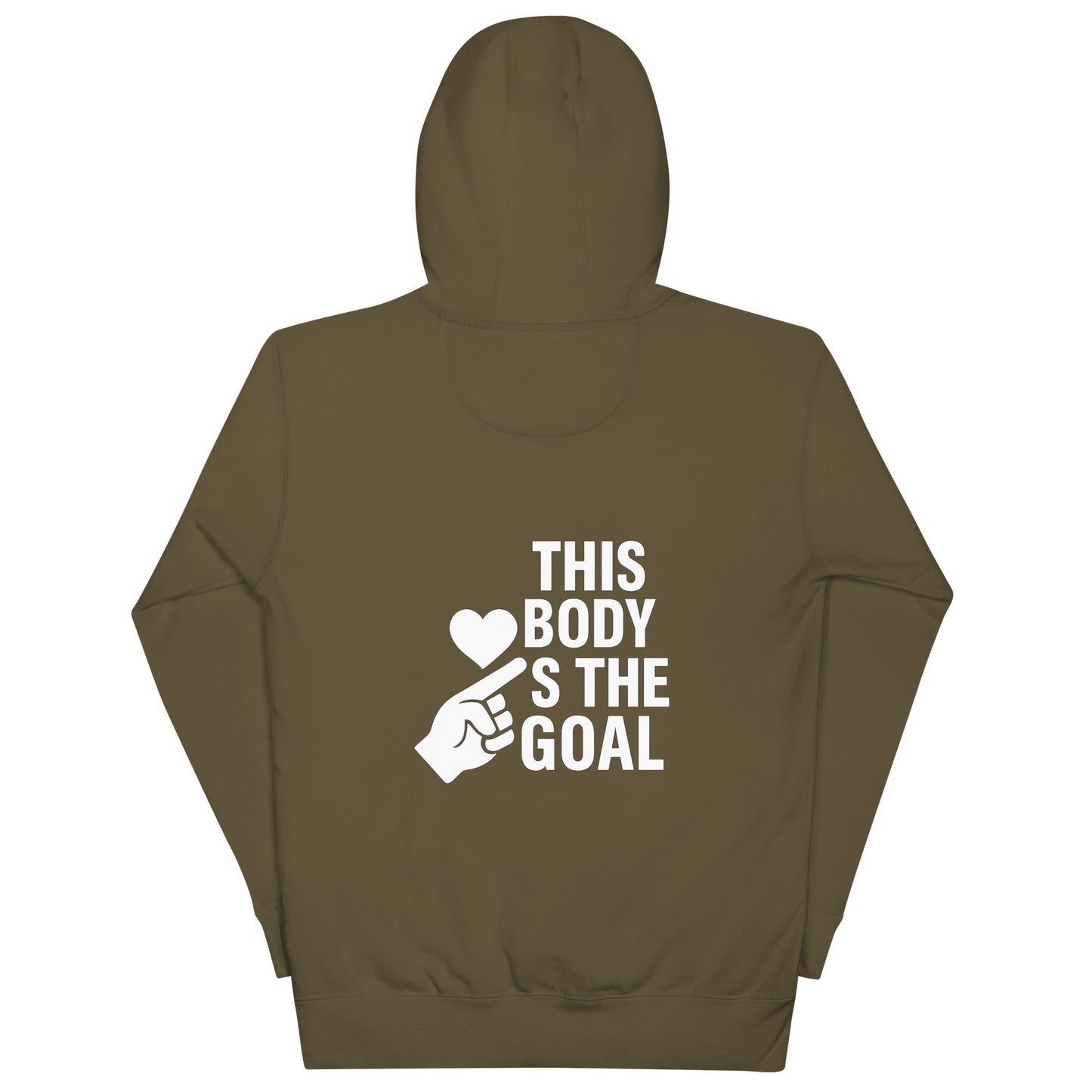 Unisex Hoodie Love the body, earn the strength  dark - 3XL, Military Green image