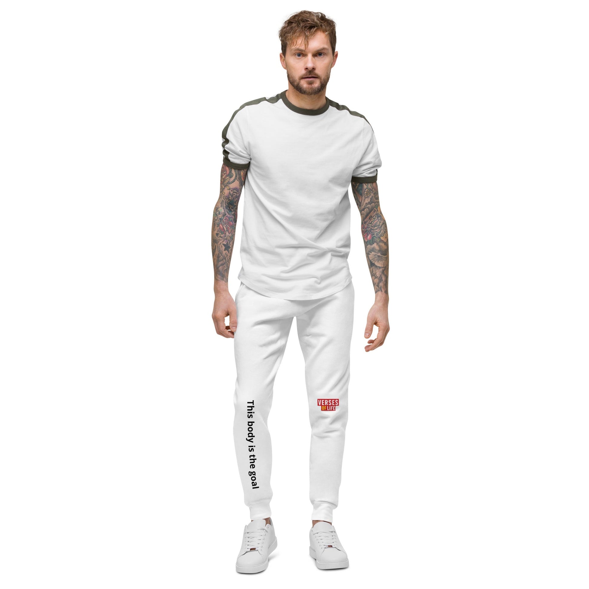 Verses of Life Fleece Sweatpants – “This Body Is the Goal” (Light Color Edition) image 0