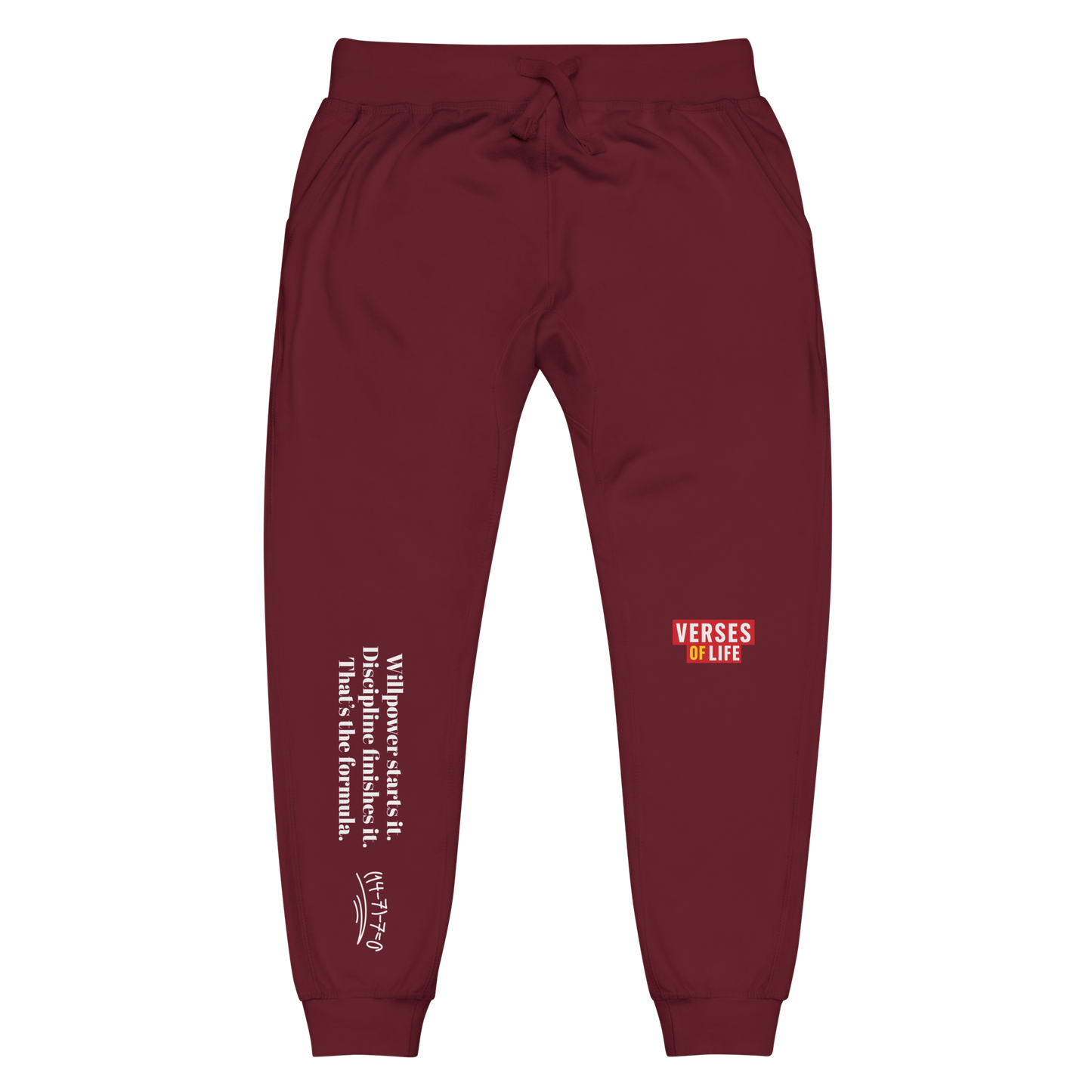 Verses of Life Fleece Sweatpants – “Willpower Starts It. Discipline Finishes It.” Dark Edition image 12