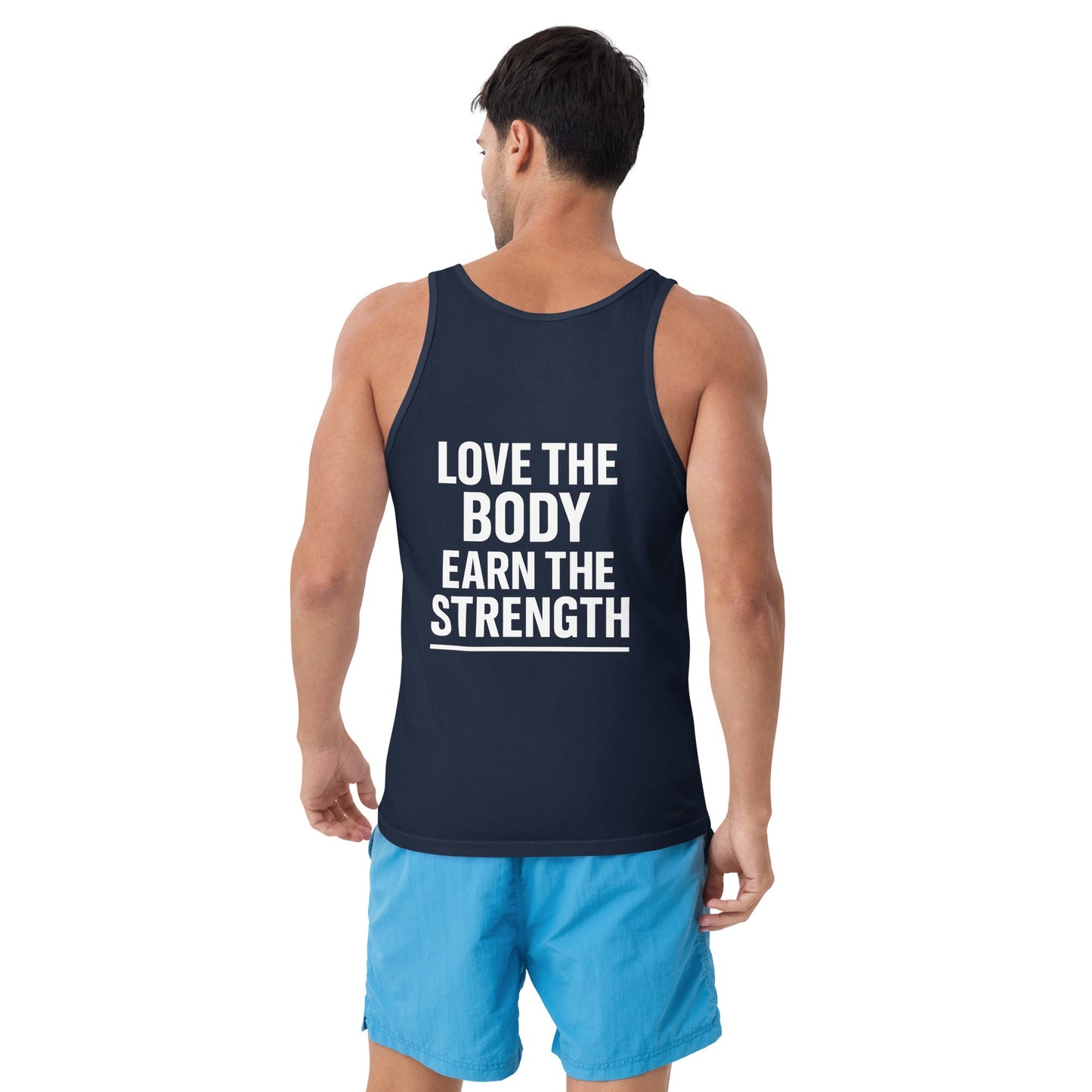 Verses of Life Classic Tank – “Love the Body, Earn the Strength” (Dark Color Edition) - S, Navy image