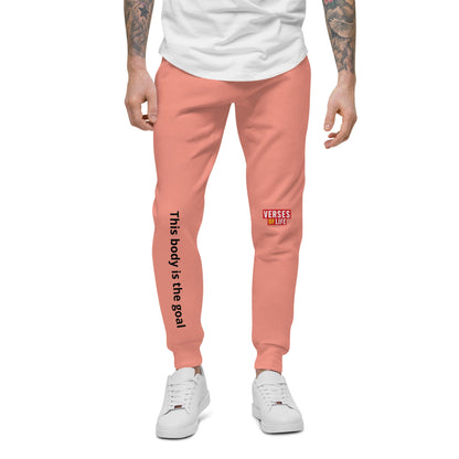 Verses of Life Fleece Sweatpants – “This Body Is the Goal” (Light Color Edition) - 2XL, Dusty Rose image