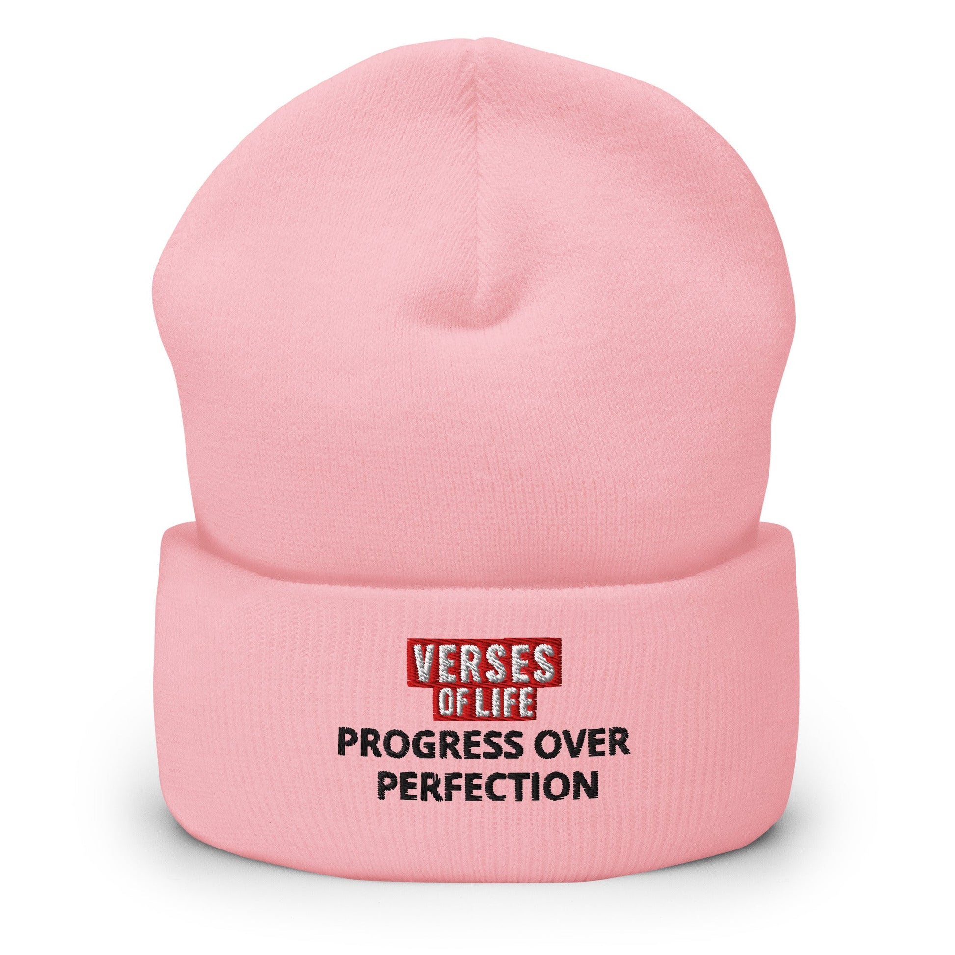 Verses of Life Cuffed Beanie – “Progress Over Perfection” (Light Color Edition) image 7