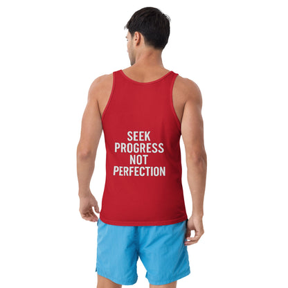 Verses of Life Classic Tank – “Seek Progress Not Perfection” (Dark Color Edition) - L, Red image