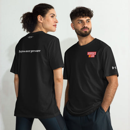 Verses of Life x Under Armour® Performance Tee – “Progress Over Pressure” (Dark Color Edition) - Black, M image